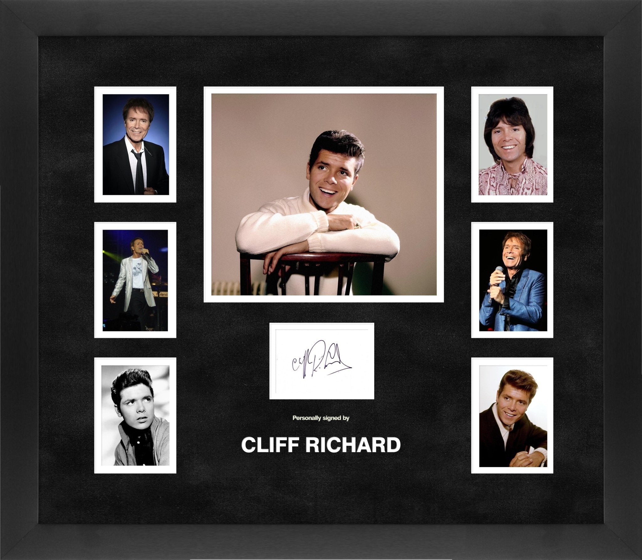 Cliff Richard Signed White Card Framed Display - Memorabilia Framers Shop